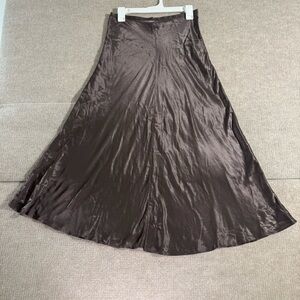 ZARA Satin A-Line Midi Skirt Women’s Small Brown Silky Side Zip - New W Tags